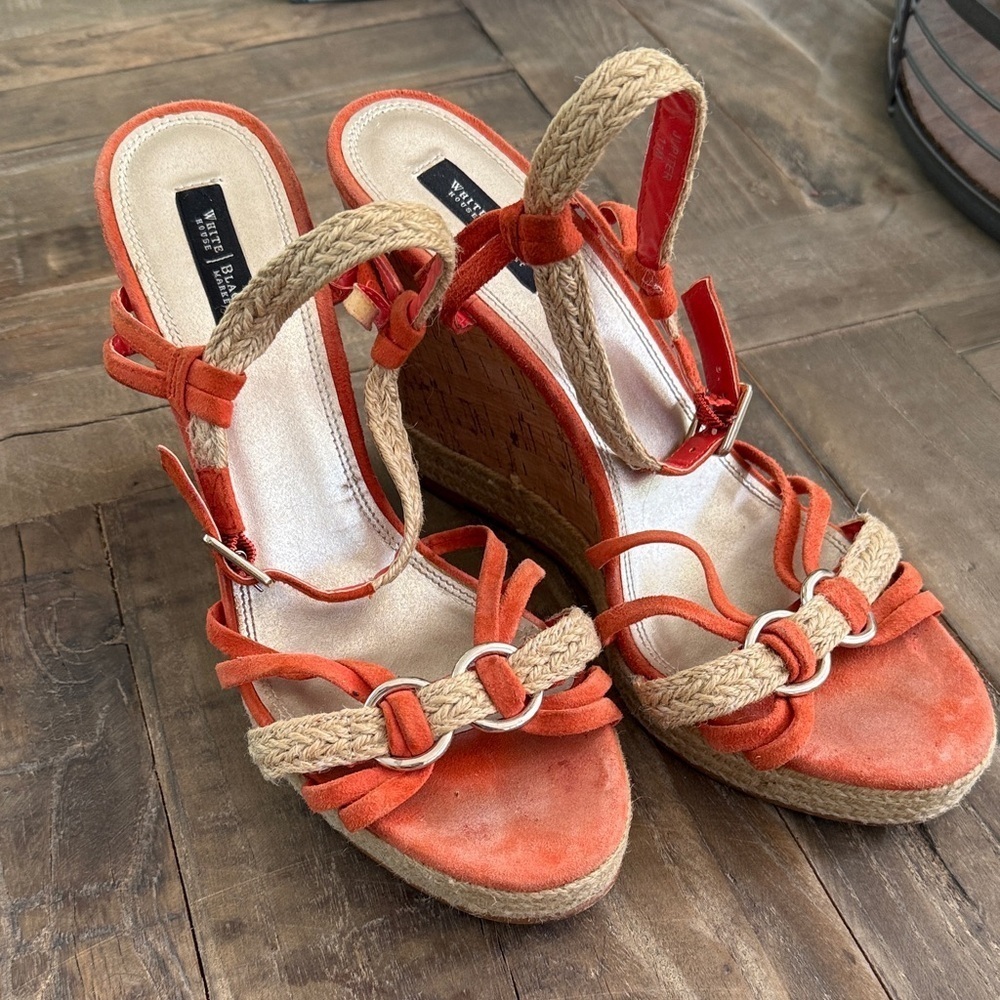 WHBM Orange Suede Jupiter Wedge sandals